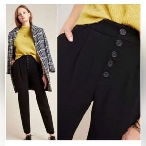 Anthropologie Black High-Waisted Button Fly Women's Pants